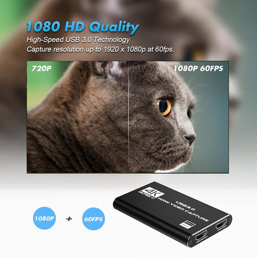 Capture Card Nintendo Switch, 4K HDMI Video Capture Card, 1080P 60FPS, HDMI to USB 3.0 Capture Card for Streaming Work with Camera/Xbox/PS4/PS5/PC/OBS