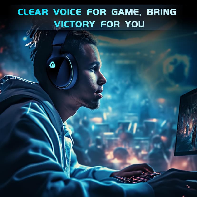 2.4GHz Wireless Gaming Headphones for PS5, PS4 Fortnite & Call of Duty/FPS Gamers, PC, Nintendo Switch, Bluetooth 5.3 Gaming Headset with Noise Canceling Mic, Stereo Sound, 40+Hr Battery -Black