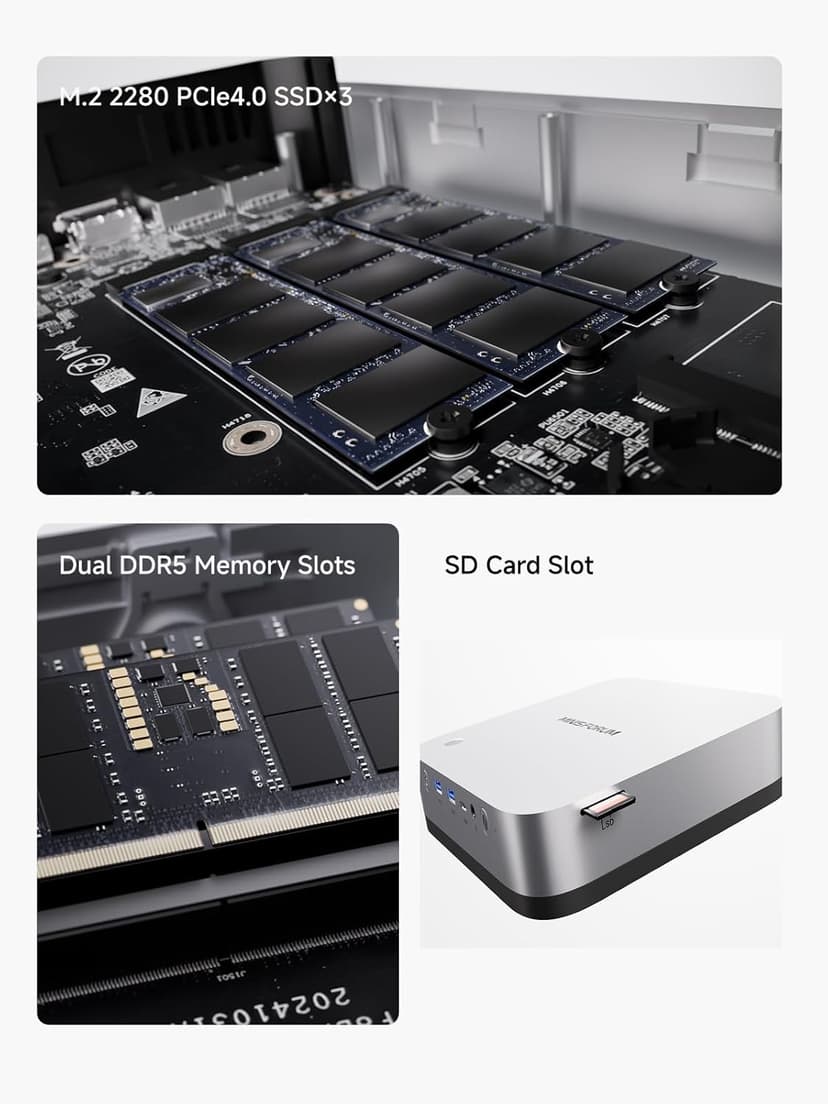 MINISFORUM Mini PC AI X1 Pro AMD Ryzen AI 9 HX370(12 Cores/24 Threads, up to 5.1GHz)&AMD Radeon 890M Mini Gaming Computer,32GB DDR5 1TB PCIe 4.0 SSD, 8K Quad Display,Dual 2.5 LAN/WiFi 7/BT5.4/Oculink