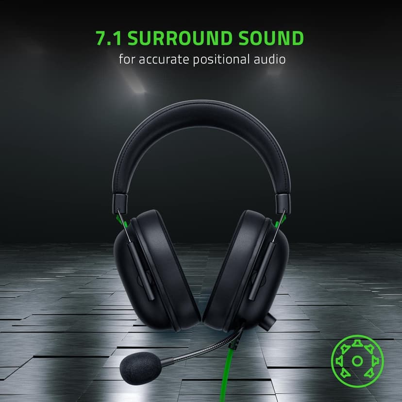 Razer BlackShark V2 X Wired Gaming Headset with 7.1 Surround Sound, 50mm Drivers, Noise Cancelling Mic