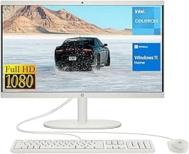 HP 2022 All-in-One Desktop, 21.5" FHD Display, Intel Celeron J4025 Processor, 8GB RAM, 256GB PCIe SSD, Webcam, WiFi, HDMI, RJ-45, Wired Keyboard&Mouse, Windows 11 Home, White