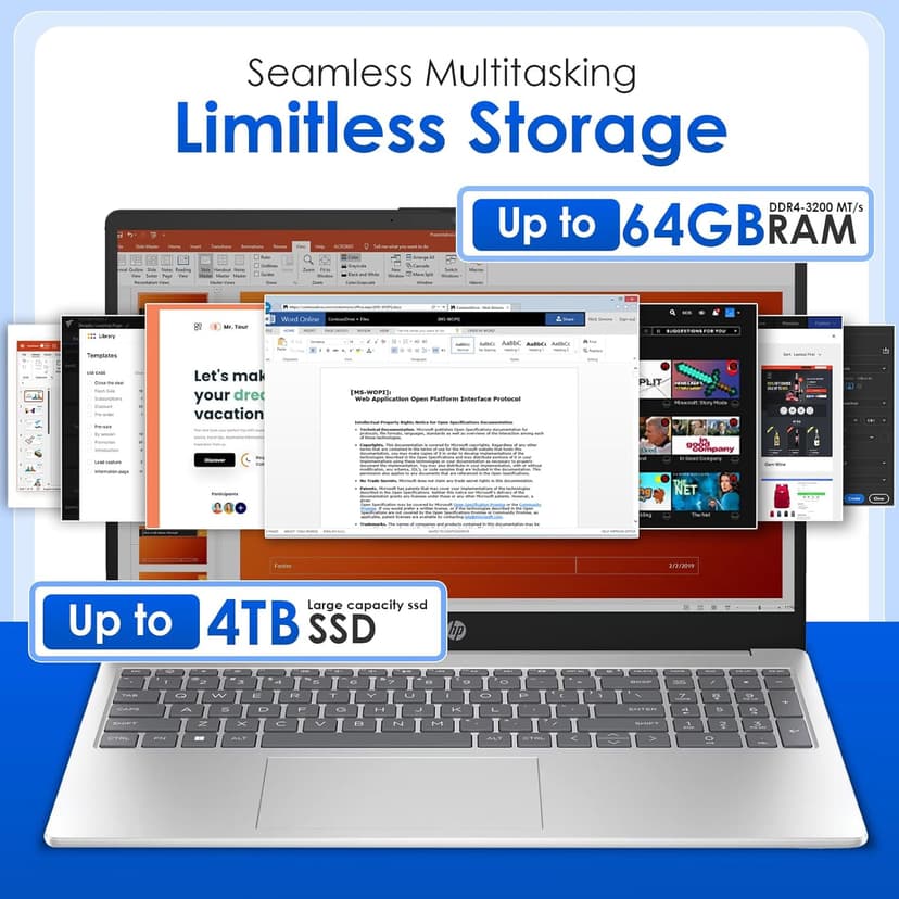 HP 15.6 Business Touchscreen Laptop Computer - w/Office Lifetime & Windows 11 Pro & DVD Drive | 15.6" HD 250 nits Touch Display | Intel i3 1215U | Wi-Fi6 | 32GB RAM • 1TB SSD