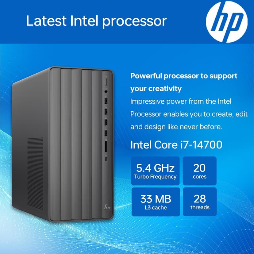 HP Envy Intel i7 Premium Tower Desktop, 32GB RAM, 1TB SSD, Wi-Fi 6, Windows 11 Pro, Black, with ADATA 512 External SSD Bundle