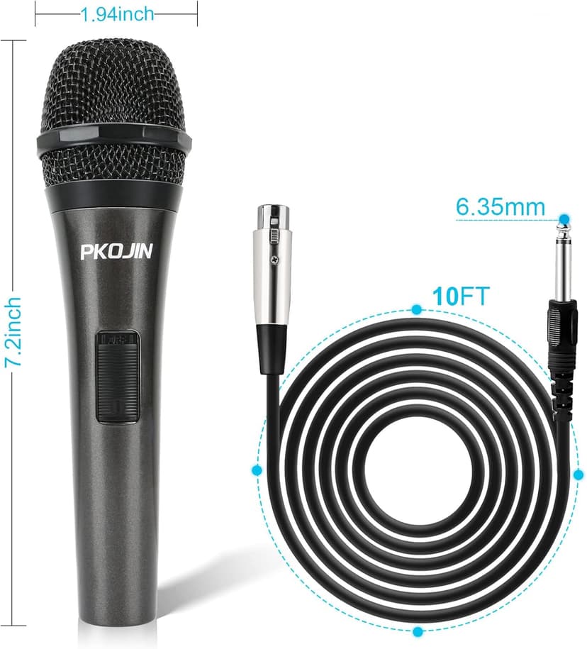 Dynamic Karaoke Microphone for Singing, Vocal Wired Microphone for Karaoke, Handheld Mic with 10 Ft Cable, Mics for Speaker with ON/Off Switch