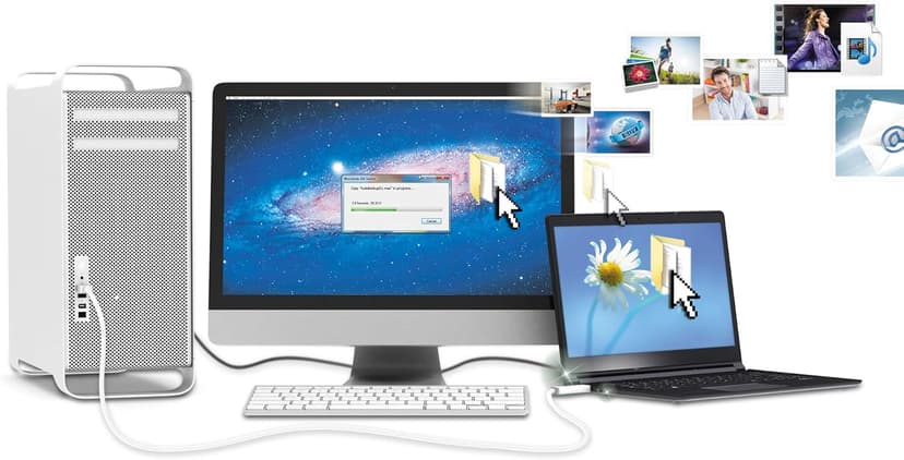 j5create JUC500 Data, Keyboard, and Mouse Sharing/Transfer USB 3.0 Cable Transfer Data Between Mac and Windows [Wormhole Switch]