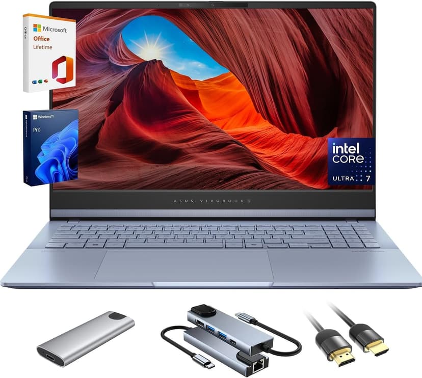 ASUS Vivobook S 15 Laptop, 15.6" 3K 120Hz OLED Display, 16-Cores Ultra 7 155H, Intel Arc Graphics, 16GB RAM, 1TB SSD, RGB Backlit KB, WiFi 6E, Thunderbolt 4, with Lifetime Office, Win 11 Pro