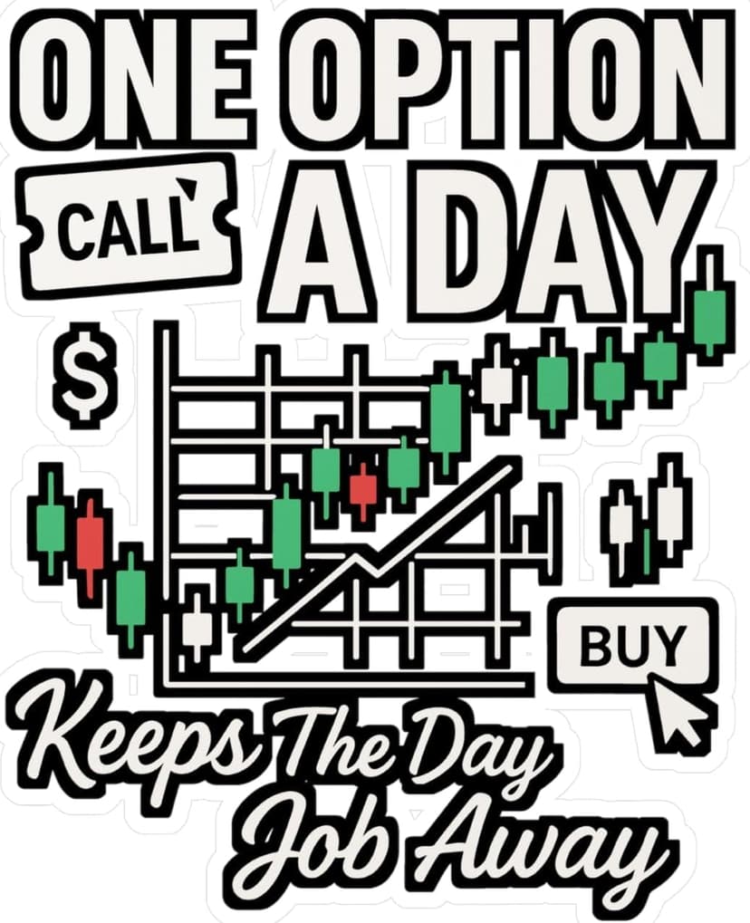 One Option a Day Keeps The Day Job Away – Forex Sticker for Laptop or Water Bottle | Trading Vinyl Decal, Funny Investor Gift Satin, Kiss-Cut, 6" x 8"