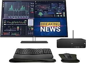 HP Z2 G5 SFF Trading Computer Bundle with Intel Core i7 8-Core up to 4.8GHz, 16GB DDR4-2933, 512GB SSD, Quadro P1000 GPU, Win 10, Z43 UHD 43 Inch Monitor, Keyboard, Gel Pads