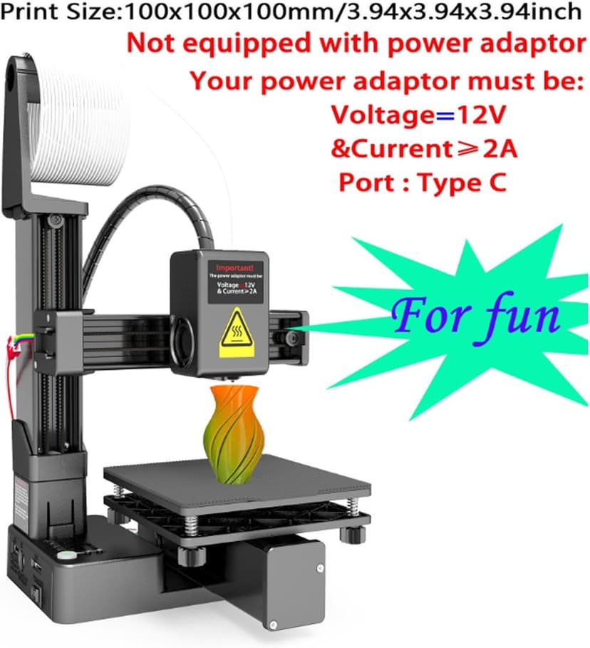FOSA Small Entry Level Portable 3D Printer, 100x100x100mm Print Compact FDM 3D Printer with Removable Build Plate, Supports 1.75mm PLA TPU Filament for Beginners (US Plug)
