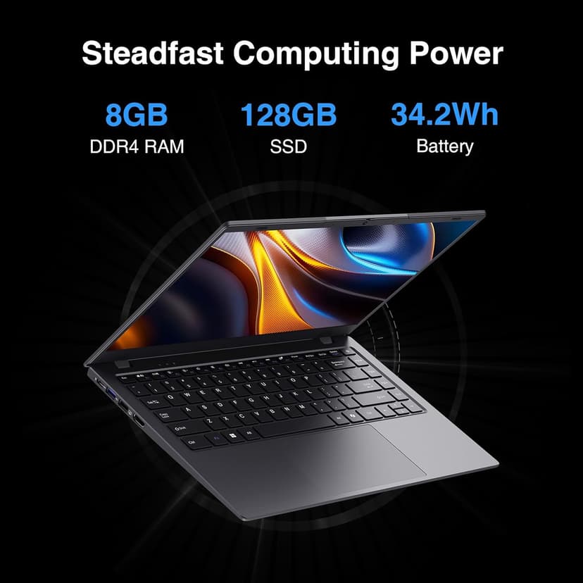 14 inch Laptop Computer, 8GB DDR4 RAM 128GB SSD, 4-Core Processor (Up to 2.9GHz), Thin & Portable Notebook PC, WiFi, BT4.2, MS Office 2024