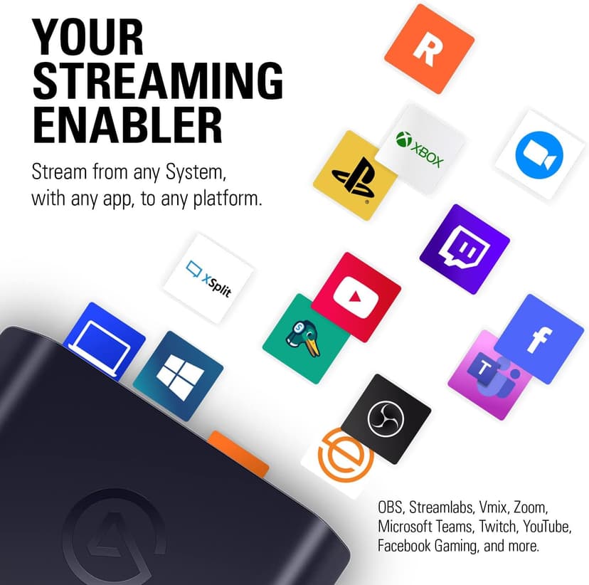Elgato HD60 X - Stream and Record in 1080p60 HDR10 or 4K30 with Ultra-low Latency on PS5|Pro, PS4|Pro, Xbox Series X/S, Xbox One X|S, Nintendo Switch 2, in OBS and More, Works with PC and Mac