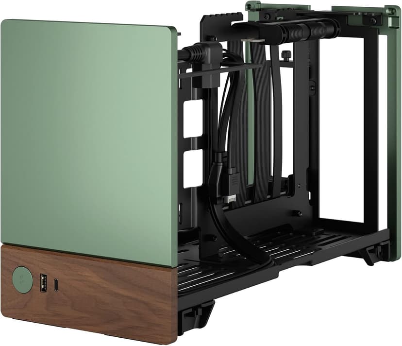 Fractal Design Terra Jade - Wood Walnut Front Panel - Small Form Factor - Mini ITX Gaming case – PCIe 4.0 Riser Cable – USB Type-C - Anodized Aluminum Panels