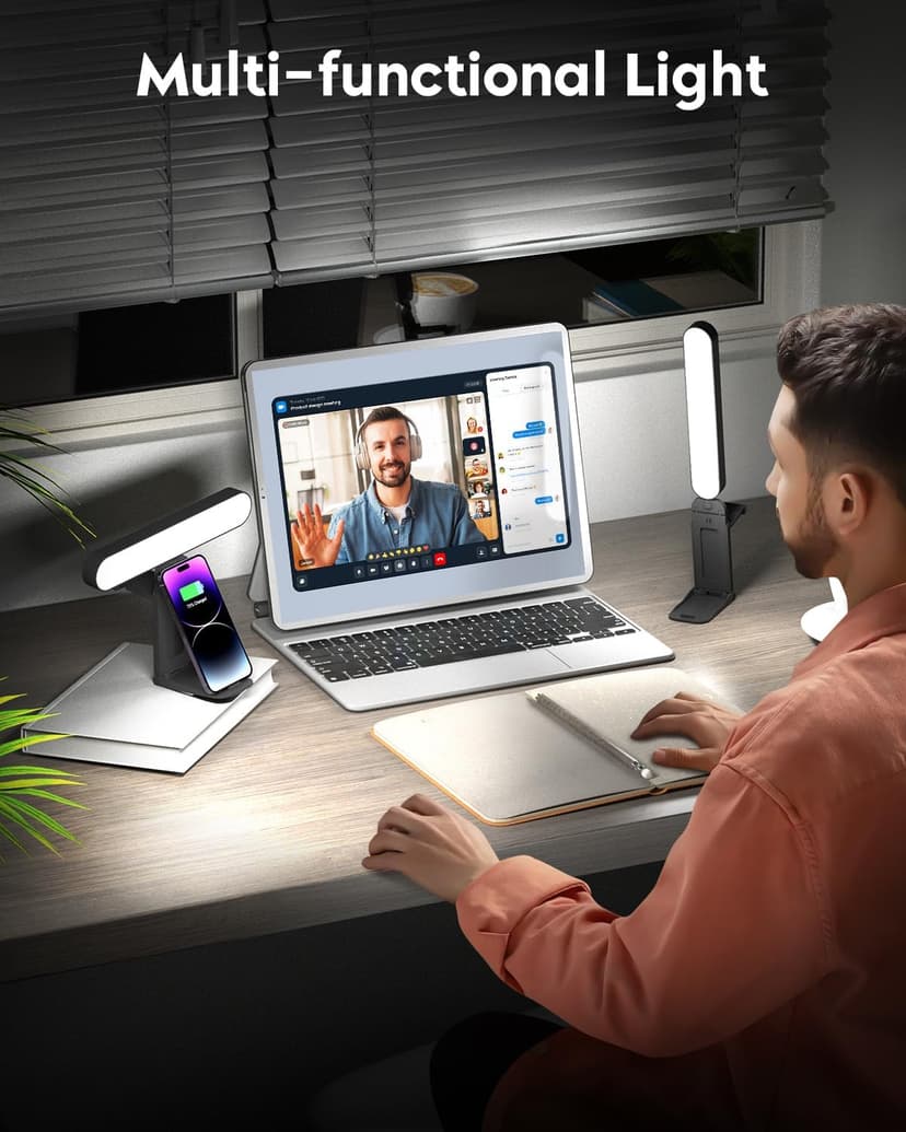UBeesize Video Conference Lighting, LED Streaming Light for Video Calls, Webcam Light with Adjustable Monitor Mount, Zoom Lighting for Computer, Laptop Ring Light for Video Recording, Double Kit