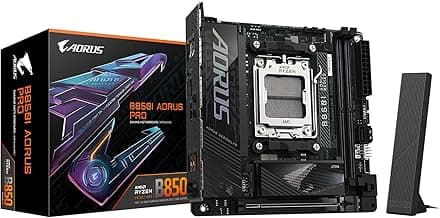 GIGABYTE B850I AORUS PRO AMD AM5 LGA 1718 Motherboard, Mini-ITX, DDR5, 2X M.2, PCIe 5.0, USB-C, WIFI7, 2.5GbE LAN, EZ-Latch, 5-Year Warranty