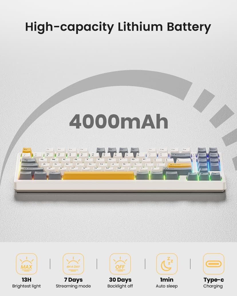 Wireless Mechanical Keyboard,Gasket Mounted with Creamy Sound,Bluetooth/2.4GHz/USB-C,Custom Hot Swappable,RGB Backlit,75% Compact Layout for Gaming/Typing/Win/Mac/PC (Retro Beige,Linear Switch)