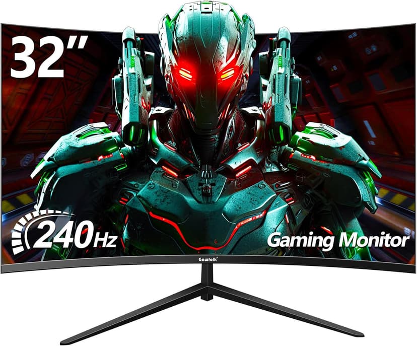 32 Inch Curved Gaming Monitor 240Hz, 1800R PC Monitor Full HD 1080P, Frameless Computer Dispaly with Freesync and Eye Care Technology, Wall Mountable