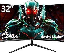 32 Inch Curved Gaming Monitor 240Hz, 1800R PC Monitor Full HD 1080P, Frameless Computer Dispaly with Freesync and Eye Care Technology, Wall Mountable