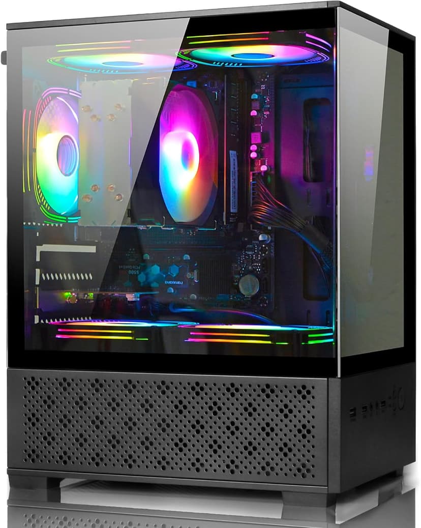 LXZ Desktop PC AMD Ryzen 7-5700G 8 core 3.9GHz, 16G DDR4 RAM, 512GB NVME SSD, Tower Computer with 400W Power Supply for Home and Office (Black)