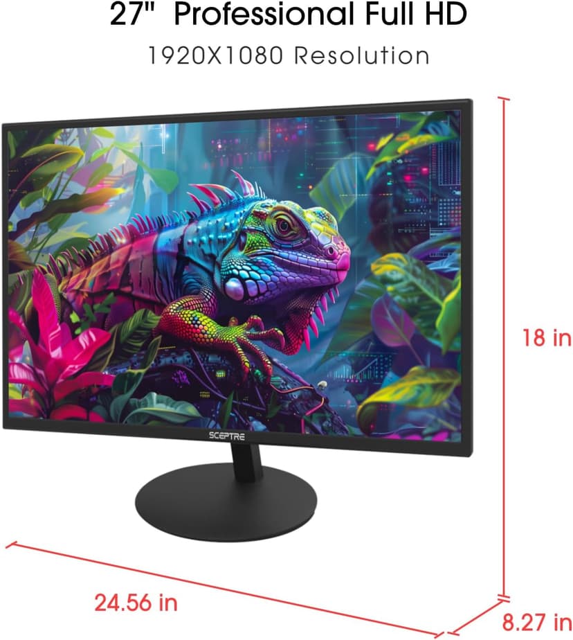 Sceptre E275W-19203R 27 inch1080P LED Monitor 99% sRGB 2X HDMI VGA Build-In Speakers, Machine Black (E275W-19203R series)
