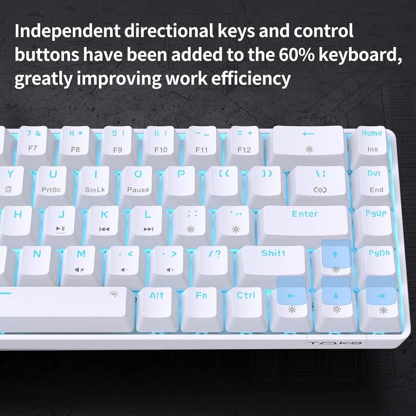 DIERYA T68SE 60% Gaming Mechanical Keyboard,Ultra Compact Mini 68 Key with Red Switches Wired Keyboard,Anti-Ghosting Keys, for Windows Laptops and PC Gamers,White