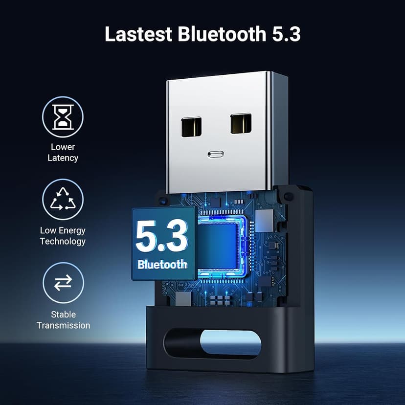 UGREEN USB Bluetooth 5.3 Adapter for PC, Plug & Play for Windows 11/10/8.1, Bluetooth Receiver & Transmitter for Keyboard/Mouse/Headphone/Speakers/Printer