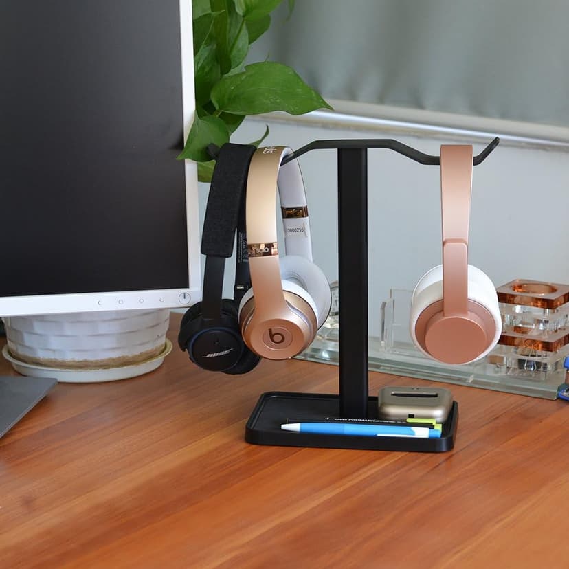 Avantree [Super Stable] Neetto Dual Headphones Stand for Desk, Aluminum Alloy & Metal Gaming Headsets Holder Hanger for Sennheiser, Sony, Audio-Technica, Bose, Beats, Akg, Display Mount - HS908