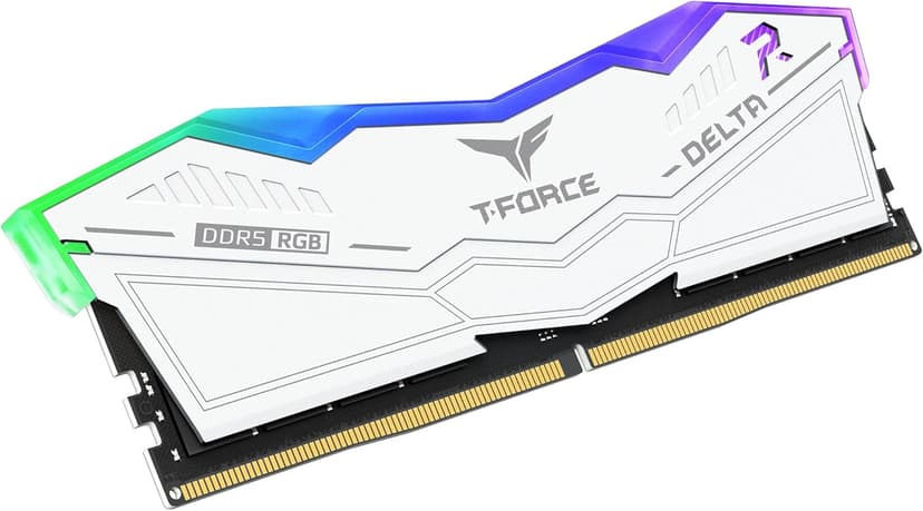 TEAMGROUP T-Force Delta RGB DDR5 Ram 32GB (2x16GB) 6400MHz PC5-51200 CL32 Desktop Memory Module Ram for 600 700 Series Chipset XMP 3.0 Ready White FF4D532G6400HC32ADC01