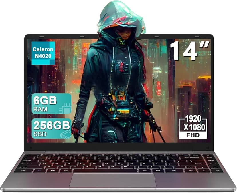 2025 Laptop Computer 14 Inch Win 11 256GB SSD Up to 1TB SSD Expand Laptops Celeron N4020 Up to 2.8Ghz 1920x1080 FHD Dual WiFi BT4.2 with Webcam Keyboard Protect Flim for Business Student-Gray