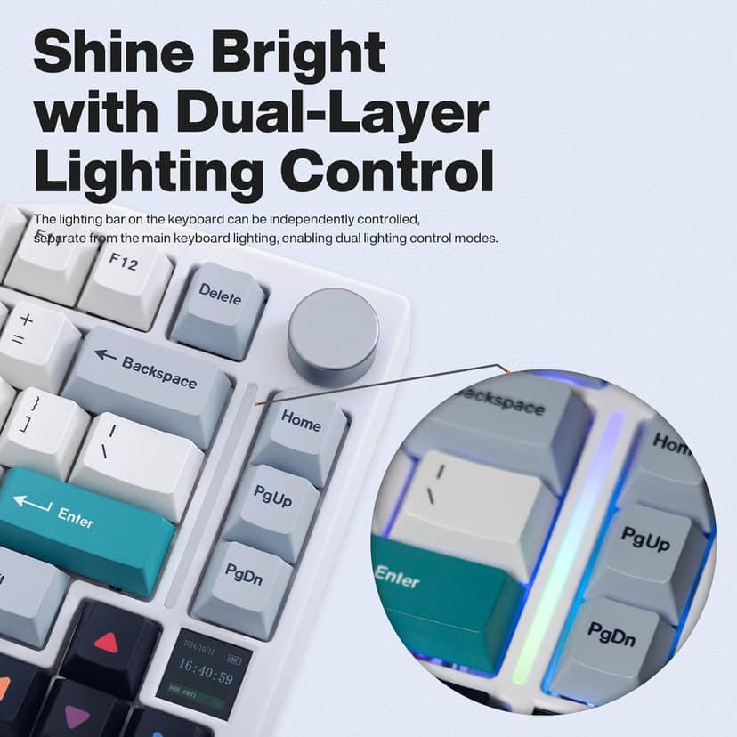 GK GAMAKAY TK75 V2 75% Silent Mechanical Keyboard with TFT Screen, Hot Swap RGB Bluetooth 5.0/2.4GHz Wireless/USB-C Wired PBT Cherry Profile Keycaps Gaming Keyboard (GamaKay Pegasus Switch)