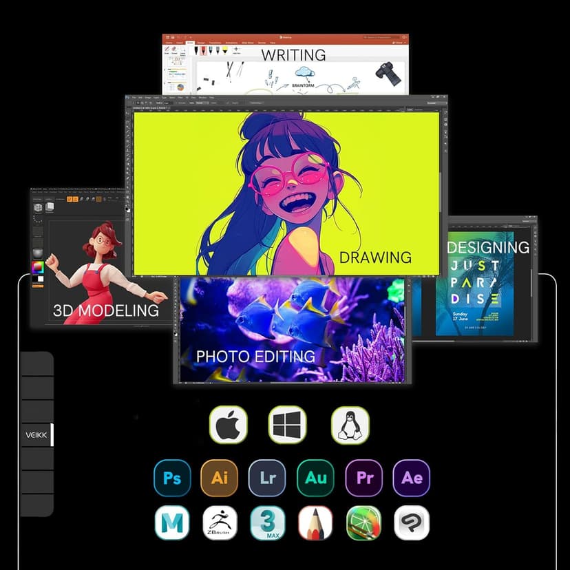 VEIKK VK1200 V2 Drawing Tablet with Screen,11.6-inch Full-Laminated Graphic Drawing Monitor,2 Battery-Free Pens with Tilt Function,6 Customizable Keys,Anti-Glare Glass(Must be Connected to PC to Work)
