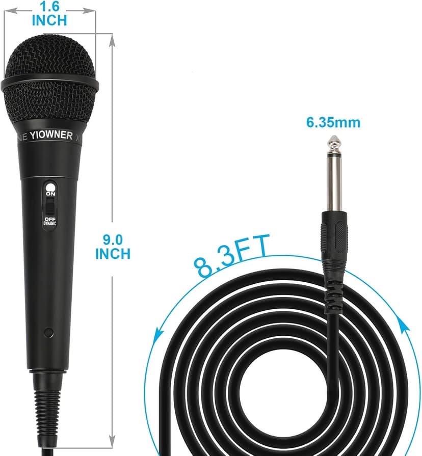 Wired Karaoke Microphone, Handheld for Singing, With 2.5m Cable, Vocal Dynamic Mic for Speaker, AMP, Mixer, DVD