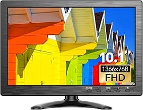 Eyoyo 10.1 inch Security Monitor 1366x768 Resolution, Small HDMI Monitor Supporting HDMI VGA AV BNC USB Input, Small Screen with Built-in Speakers for PC CCTV Camera NVR