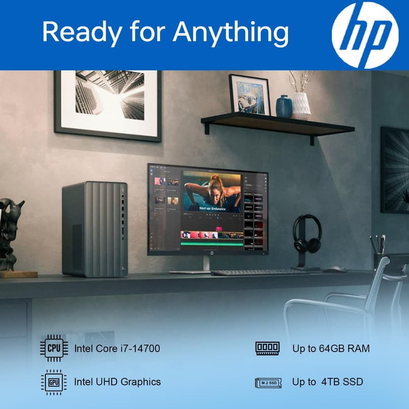 HP Envy Intel i7 Premium Tower Desktop, 32GB RAM, 1TB SSD, Wi-Fi 6, Windows 11 Pro, Black, with ADATA 512 External SSD Bundle