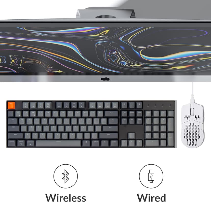 Keychron K10 Full Size 104 Keys Bluetooth Wireless Mechanical Gaming Keyboard for Mac Windows K Pro Brown Switch, Multitasking/White LED Backlight/USB C Wired Computer Keyboard