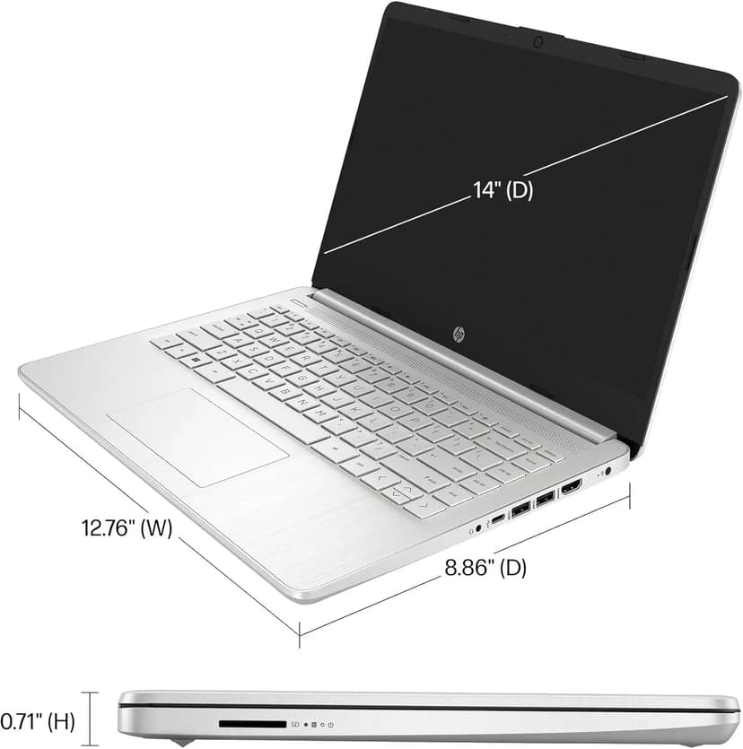 HP 14" LED Business Laptop Computer, 16GB RAM 320GB Storage (64GB eMMC+256GB SD Card), Intel Quad-Core N4120, Windows 11 S Laptop with 1-Year Microsoft Office 365, PLUSERA Earphones, Silver