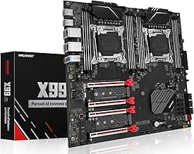 MACHINIST X99 Dual CPU Motherboard, Intel (5th/6th Gen) LGA 2011-V3 Computer Server Motherboards (E-ATX, PCIe 3.0, DDR4, Dual LAN, M.2, SATA 6Gb/s) for Intel Core i7, XEON E5 V3/V4 Series X99-D8 (Red)