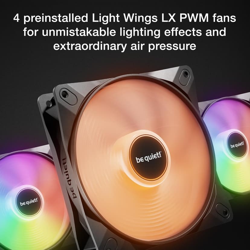 be quiet! Pure Base 501 LX Black Mid-Tower ATX Case | High Airflow | 4 Preinstalled Light Wings LX PWM Fans | ARGB Lighting with Controller and PWM hub | Optimized Air Pressure Case | BGW78