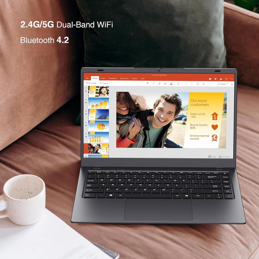 14 inch Laptop Computer, 8GB DDR4 RAM 128GB SSD, 4-Core Processor (Up to 2.9GHz), Thin & Portable Notebook PC, WiFi, BT4.2, MS Office 2024