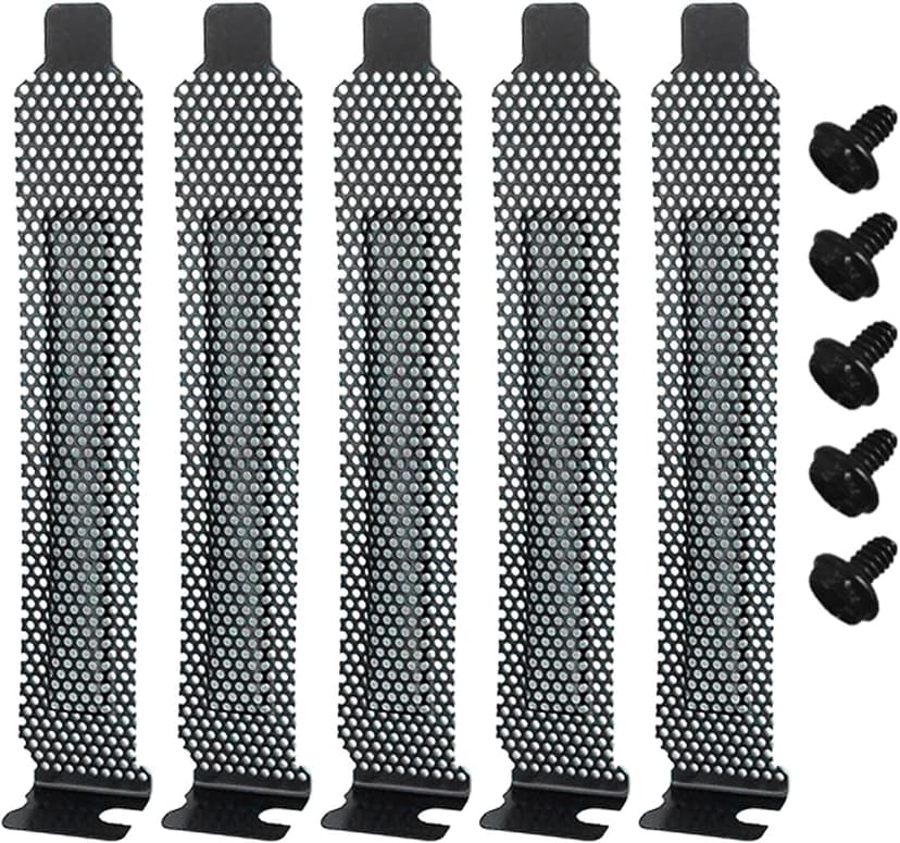 ljhnba Pack of 5 Computer PCI Strips Black PCI Slot Covers with Screws for Computer Case Graphics Card Accessories
