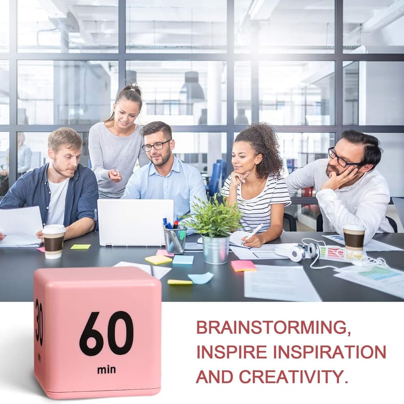 Weewooday Cube Timer Productivity Flip Timer for ADHD Block Gravity Sensor Kitchen Desk Study Time Countdown Learning Management Workout Classroom Gift 15 20 30 60 Minutes 2.6 Inch(Pink)