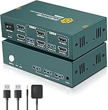 HDMI KVM Switch 2 Monitors 2 Computers 4K@60Hz, USB3.0 KVM Switch Dual Monitor with 3 USB 3.0 Ports Sharing Keyboard and Mouse, Printer/Scanner, Desktop Controller