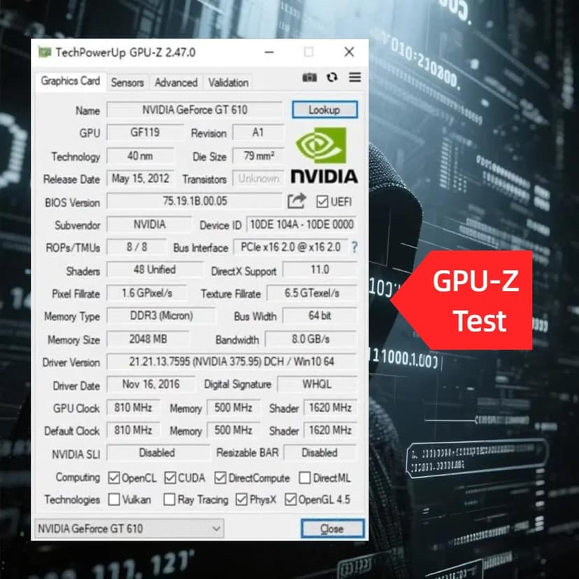 XUANMO NVIDIA GeForce 2.0 GT610 Low Profile PC 2GB Graphics Card 64bit 810MHZ, 2560x1600 PC Video Card, PCI Express 2.0, DVI VGA HDMI Video Gaming Graphics Card