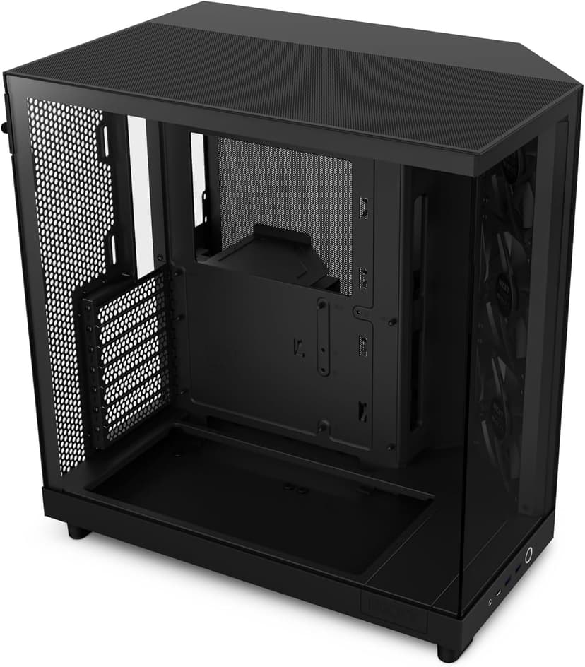 NZXT H6 Flow | CC-H61FB-01 | Compact Dual-Chamber Mid-Tower Airflow Case | Panoramic Glass Panels | High-Performance Airflow Panels | Includes 3 x 120mm Fans | Cable Management | Black