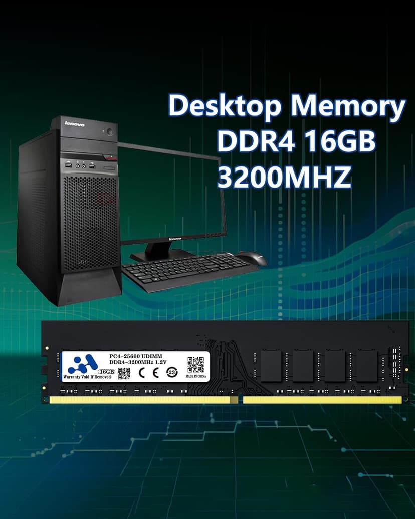 RAM DDR4 16GB 3200MHZ, PC4-25600 CL22 288PIN Desktop Memory 1.2V Non-ECC Unbuffered Intel AMD Compatible DIMM Computer PC Memory(Only Support Desktop)