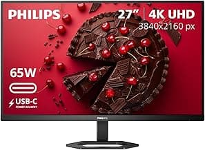 Philips 27E1N5900R 27inch 4K UHD (3840 x 2160) IPS Monitor, HDR 400, VESA, HDMI x1, VGA x1, USB-C x1, Adaptive Sync, 4 Year Advance Replacement Warranty