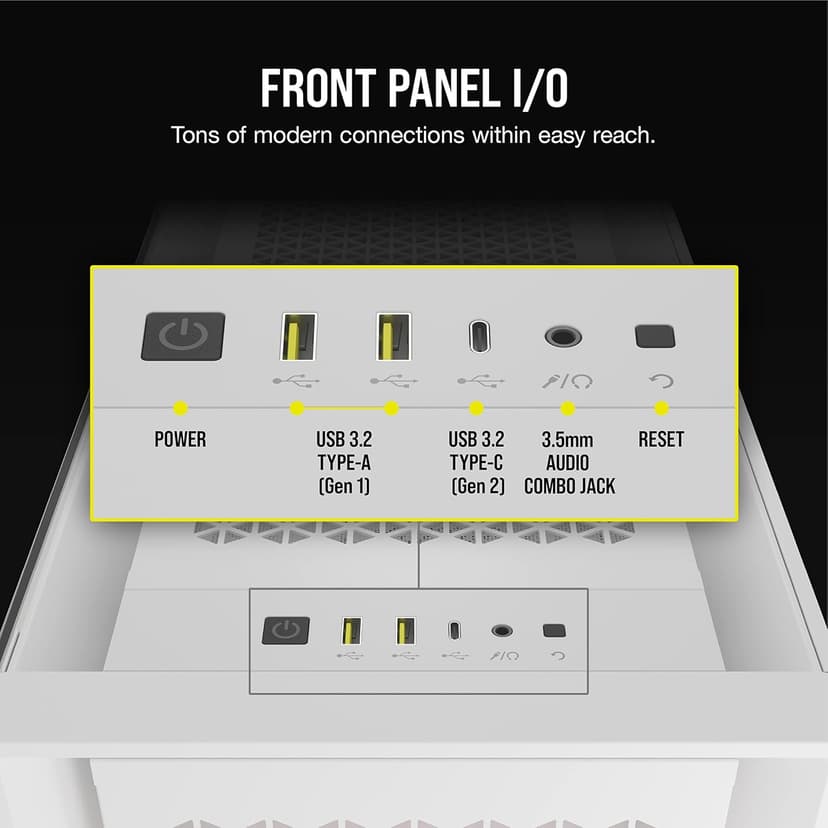 Corsair 5000D Airflow Mid-Tower Case - 3 RGB Fans - Lighting Controller - High-Airflow Design - RapidRoute Cable Management - True White