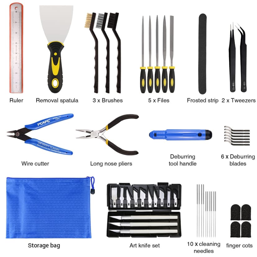 50 Pcs 3D Printer Tool Kit, 3D Printer Accessories Includes Nozzle Cleaning Kit, Deburring Tool, Files, Pliers, Wire Cutter Suitable for 3D Print Removing, Cleaning, Finishing