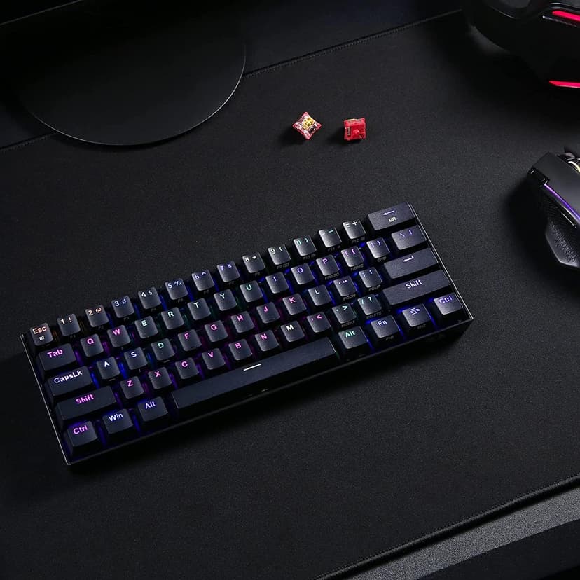 Redragon K530 Pro Draconic 60% Wireless RGB Mechanical Keyboard, BT/2.4Ghz/Wired 3-Mode 61 Keys Compact Gaming Keyboard w/Hot-Swap Socket, Free-Mod Plate Mounted PCB & Linear Red Switch