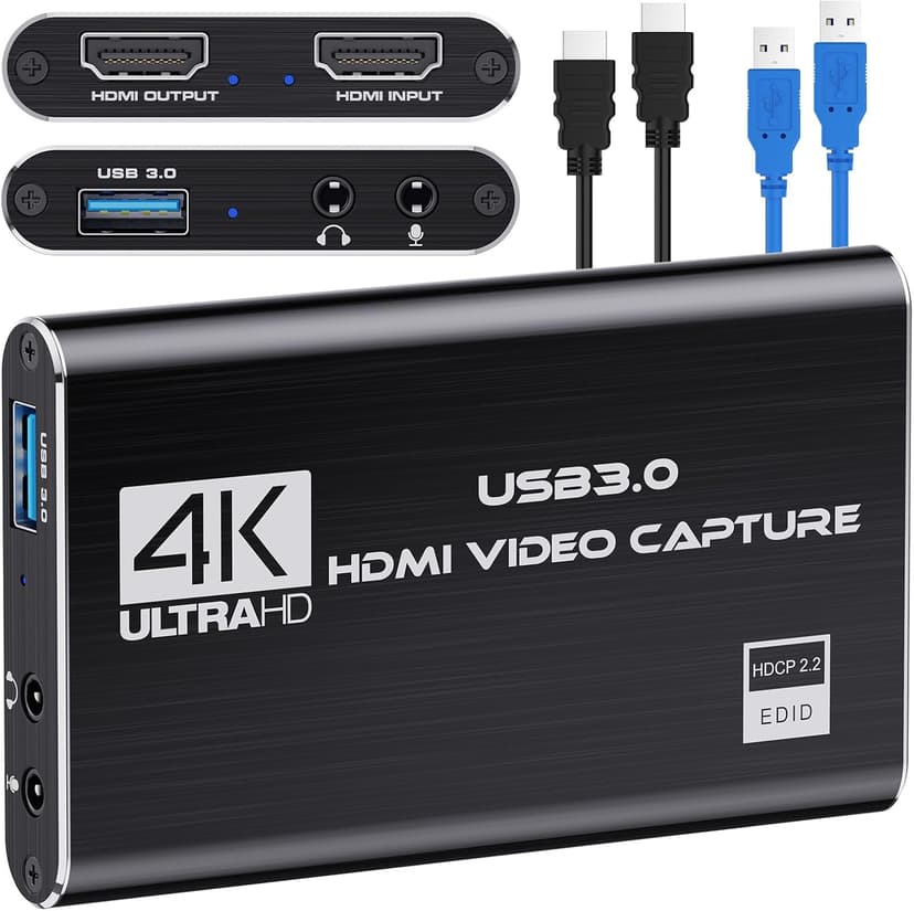 DIGITNOW Audio Video Capture Card,4K HDMI USB 3.0 Capture Adapter Video Converter 1080P 60fps Portable Capture Device for Video Game Recording Live Streaming Broadcasting,Support PS4 Xbox One Camera