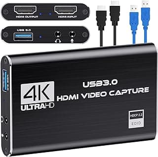 DIGITNOW Audio Video Capture Card,4K HDMI USB 3.0 Capture Adapter Video Converter 1080P 60fps Portable Capture Device for Video Game Recording Live Streaming Broadcasting,Support PS4 Xbox One Camera